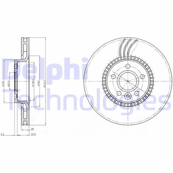 FREN DİSKİ ÖN FORD MONDEO/GALAXY-VOLVO S60/S80/V60/V70-LAND ROVER FREELANDER 2 07> ÇAP: 316mm. KALI NLIK: 28mm
