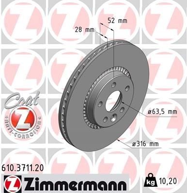 FREN DİSKİ ÖN FORD MONDEO/GALAXY-VOLVO S60/S80/V60/V70-LAND ROVER FREELANDER 2 07> ÇAP: 316mm. KALI NLIK: 28mm