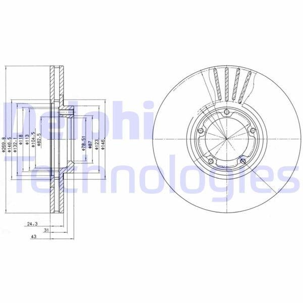 FREN DİSKİ ÖN FORD TRANSİT 92> T15-M15 ÇAP: 270 mm 270x24.1x5DLxHAVALI