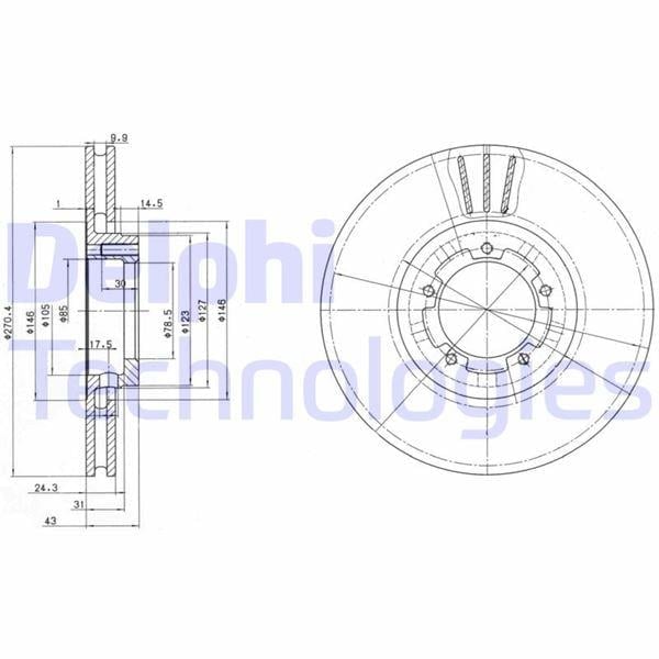 FREN DİSKİ ÖN FORD TRANSİT 92> T15-M15 ÇAP: 270 mm 270x24.1x5DLxHAVALI