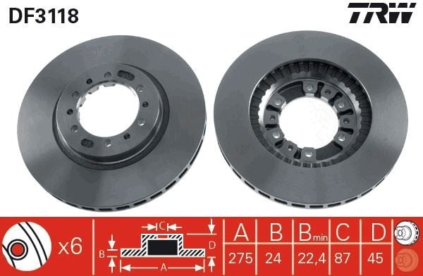 FREN DİSKİ ÖN GALLOPER 1998-2003-L 200 1992-2007-PAJERO CLASSIC 2002 >PAJERO II 1990-2000-PAJERO III