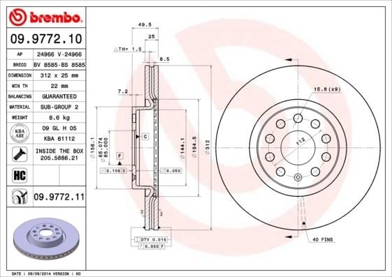 FREN DİSKİ ÖN VW PASSAT-GOLF5-GOLF6-GOLF7-CADDY-A3-LEON-FORD CONNECT 23> ÇAP: 312mm. KALINLIK: 25mm Delik: 5