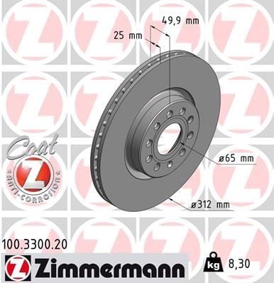 FREN DİSKİ ÖN VW PASSAT-GOLF5-GOLF6-GOLF7-CADDY-A3-LEON-FORD CONNECT 23> ÇAP: 312mm. KALINLIK: 25mm Delik: 5