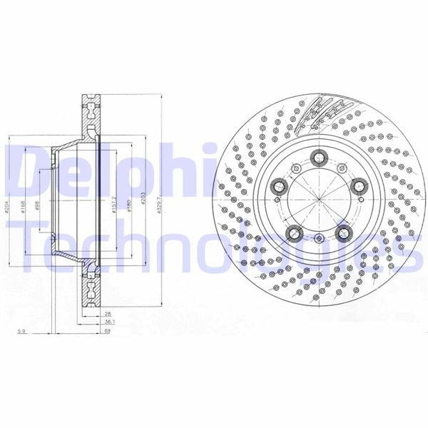 FREN DİSKİ TEKLİ PAKET - BOYALI. DELİKLİ ARKA PORSCHE 911 03/1999 >