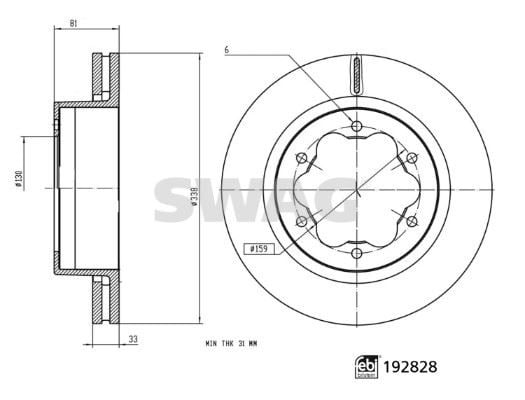 FREN DİSKİ TRANSİT V 14 RWDTRANSİT V 19 4X4TRANSİT V 19 FWDTRANSİT V 19 RWD FEBI 192828