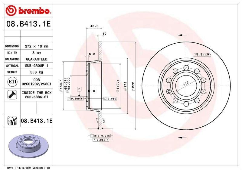 FREN DİSKİ VE BALATA SETİ VW GOLF VII 5G1. BQ1. BE1. BE2 08-12-03-21