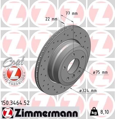 FREN DİSKİ. ARKA. 324 /22-20.4 MM . HAVA KANALLI. KAPLAMALI. YÜKSEK KARBON ALAŞIMLI DELİKLİ 986479569