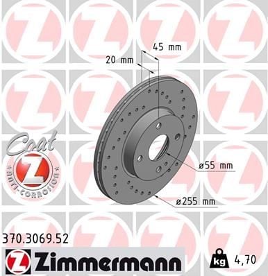 FREN DİSKİ. ÖN. 255 /20-18 MM . HAVA KANALLI DELİKLİ 986478996-DF4121