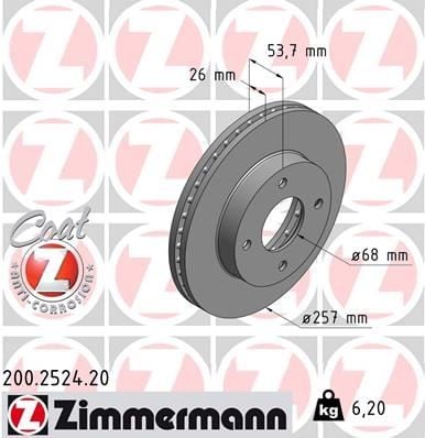FREN DİSKİ. ÖN. 257.0 /26.0-24.0 MM 986479535