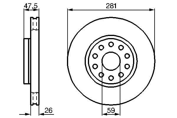 FREN DİSKİ. ÖN. 281 / 26-24.1 MM . HAVA KANALLI