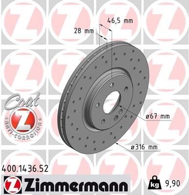 FREN DİSKİ. ÖN. 316 /28-25.4 MM . HAVA KANALLI DELİKLİ 986478625-DF4556