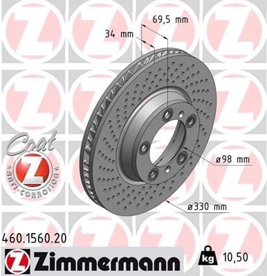 FREN DİSKİ. ÖN. 330 /34-32 MM . HAVA KANALLI. DELİKLİ. KAPLAMALI. YÜKSEK KARBON ALAŞIMLI 986479579-DF6464S