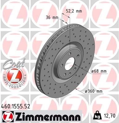 FREN DİSKİ. ÖN. 360 /36-34 MM . KAPLAMALI. YÜKSEK KARBON ALAŞIMLI DELİKLİ 0986479D29