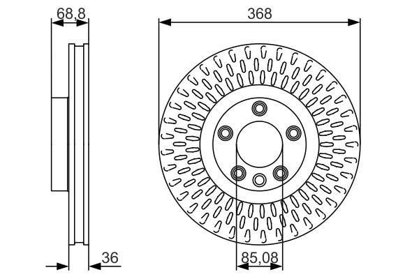 FREN DİSKİ. ÖN. 367.8 MM / 36-34 MM HAVA KANALLI. YÜKSEK KARBON ALAŞIMLI
