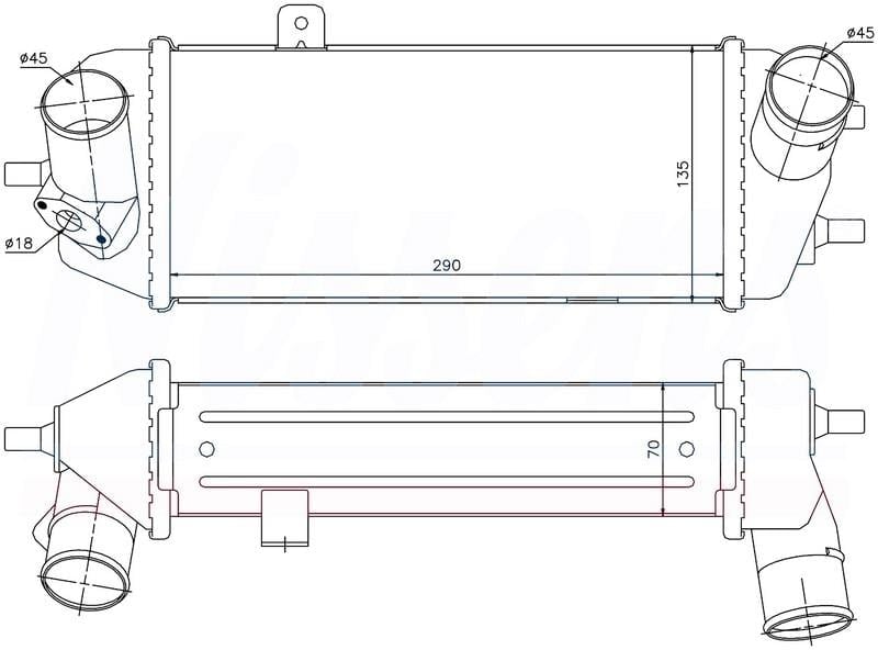 INTERCOOLER BRAZİNG INTERCOOLER A/M 300X128X70 İ20 1.4 CRDİ/1.6 CRDİ 2009 KOMPLE ALUMİNYUM 96558