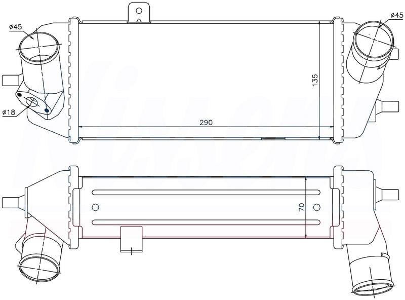 INTERCOOLER BRAZİNG INTERCOOLER A/M 300X128X70 İ20 1.4 CRDİ/1.6 CRDİ 2009 KOMPLE ALUMİNYUM 96558