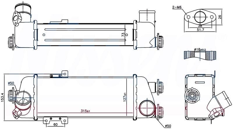 INTERCOOLER BRAZİNG INTERCOOLER A/M 313X124X74 ELANTRA 1.6CRDİ 06>İ30 1.6CRDİ 07>KOMPLE ALUMİNYUM 96409