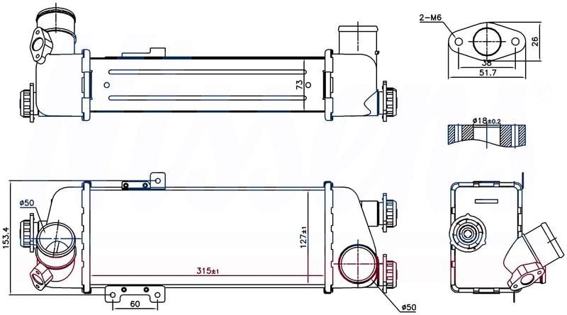 INTERCOOLER BRAZİNG INTERCOOLER A/M 313X124X74 ELANTRA 1.6CRDİ 06>İ30 1.6CRDİ 07>KOMPLE ALUMİNYUM 96409
