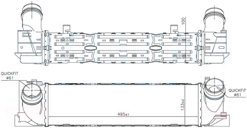 INTERCOOLER BRAZİNG INTERCOOLER A/M 495X135X100 1.18İ 2011 /1.20D 2011 /2.18İ 2012 /2.20D 2012 96450