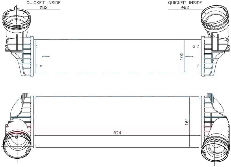 INTERCOOLER BRAZİNG INTERCOOLER A/M 524X161X105 X5 2007 /X5 2013 /X6 2008 /X6 2013 96364