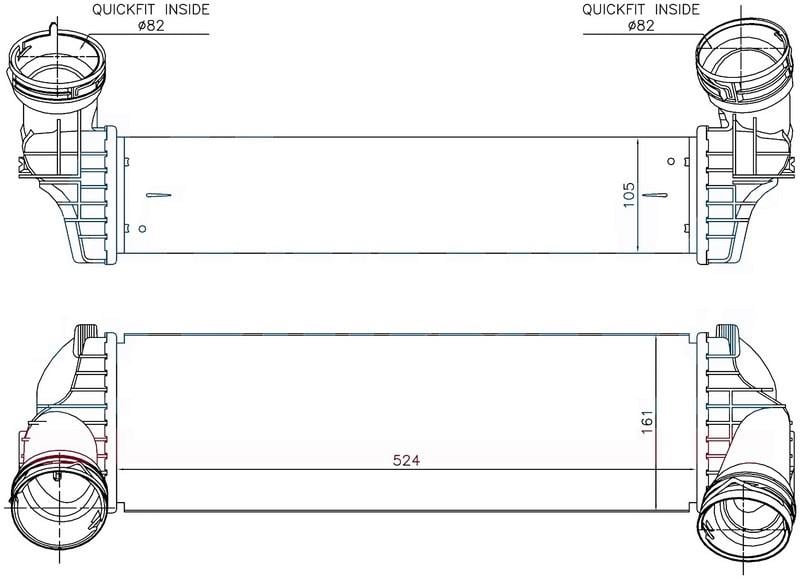INTERCOOLER BRAZİNG INTERCOOLER A/M 524X161X105 X5 2007 /X5 2013 /X6 2008 /X6 2013 96364