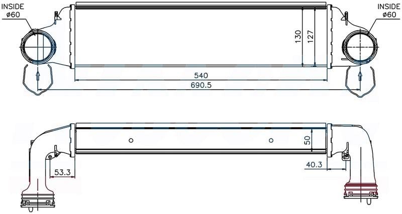 INTERCOOLER BRAZİNG INTERCOOLER A/M 540X127X50 3.18D/3.20D E46 98 /X3 2.0D E83 2004 96723