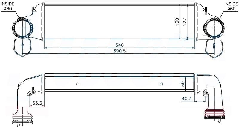 INTERCOOLER BRAZİNG INTERCOOLER A/M 540X127X50 3.18D/3.20D E46 98 /X3 2.0D E83 2004 96723