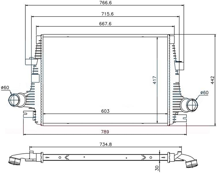 INTERCOOLER BRAZİNG INTERCOOLER A/M 603X417X30 159 05 /SPİDER 06 96644