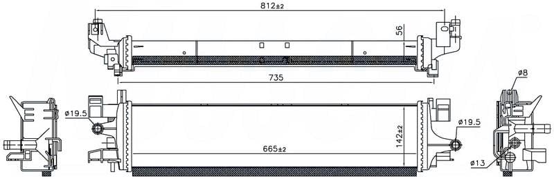 INTERCOOLER BRAZİNG INTERCOOLER A/M 665X142X56 FOCUS III 1.5 ECOBOOST 11 /KUGA 2013 606032
