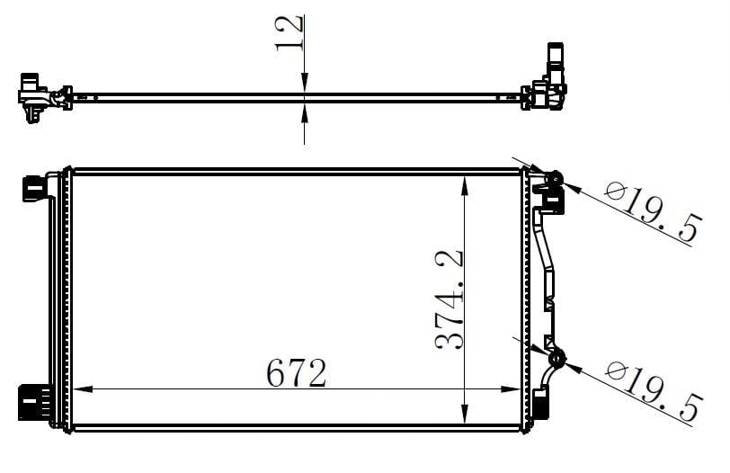 INTERCOOLER BRAZİNG INTERCOOLER A/M 672X374X12 CHR 2017
