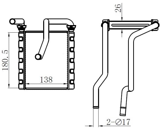 KALORİFER RADYATÖRÜ BRAZİNG HONDA JAZZ 02 > 138X180X26 OTO.-MEK.