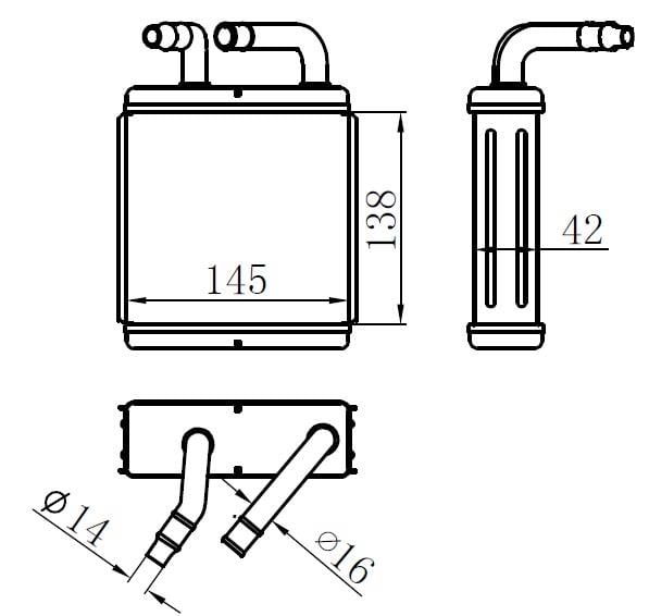 KALORİFER RADYATÖRÜ BRAZİNG HYUNDAI KAMYON 142x147x42 OTOM./MEK