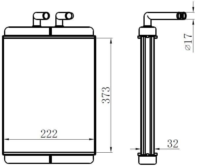 KALORİFER RADYATÖRÜ BRAZİNG MERCEDES BENZ NG 87 > 373X222X32 OTO.-MEK.