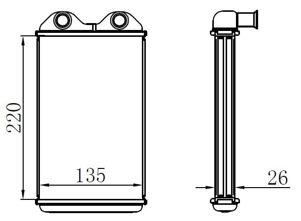 KALORİFER RADYATÖRÜ BRAZİNG TOYOTA HILUX Uzun Çıkış 220x139x26 OTOM./MEK