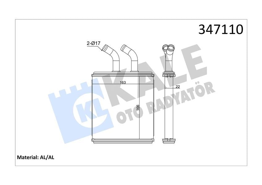 KALORİFER RADYATÖRÜ KIA RIO 1.3L A3E SOHC yumurta kasa 00-05 1.5L A5D DOHC yumurta kasa 00-05 - ALE MİNYUM