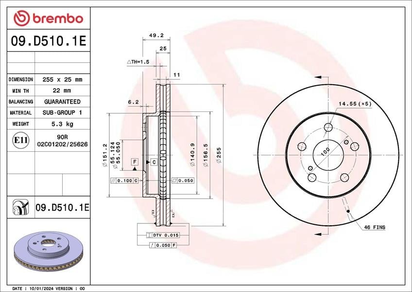 KİT DİSC-PAD TOYOTA PRIUS PHV W52 01/16-12/22