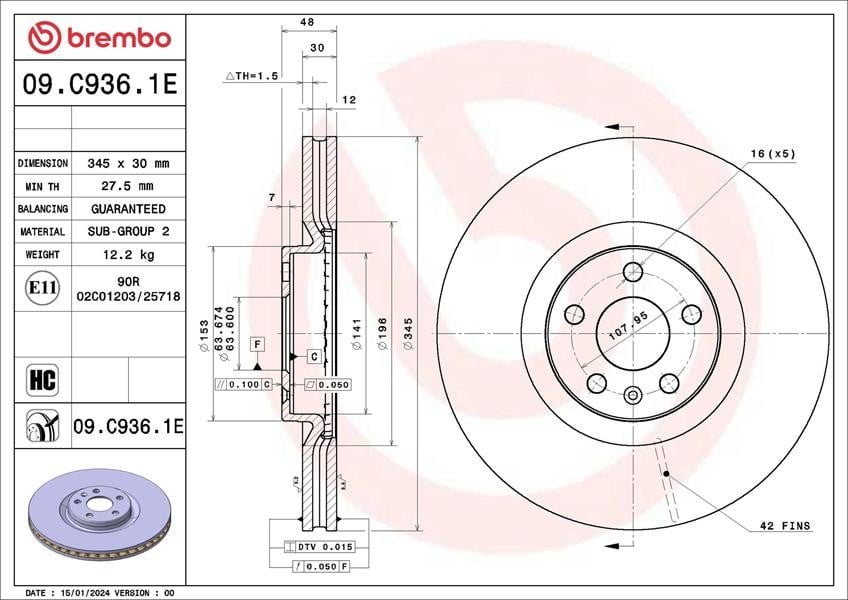 KİT DİSC-PAD VOLVO ASIA C40 07/22-> / VOLVO ASIA S60 12/19-> / VOLVO ASIA S90 12/16-> / VOLVO ASIA X