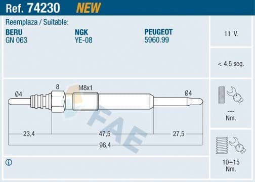 KIZDIRMA BUJİSİ P407-P607-P807-P4007 2.2 HDI C5-C6-C8 2.2 HDI 06> GALAXY-MONDEO IV 2.2 TDCI 11V FREELANDER 2 L359 2.2 TD4 JAGUAR X-TYPE I X400 2.2 D