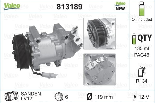 KLİMA KOMPRESÖRÜ BERLINGO-PARTNER 1.4-1.6 16V 96 >C2 1.4-1.6-1.6 HDİ 03 > 119mm