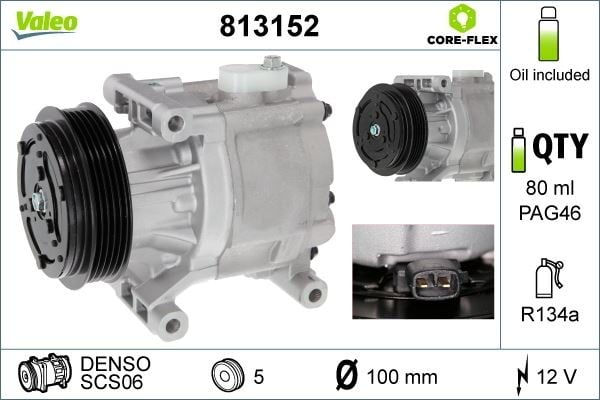 KLİMA KOMPRESÖRÜ FIAT 500 07> ALBEA 03>09 DOBLO 05>10 PALIO 03>12 PANDA 06>13 LANCIA YPSILON 03>12 FORD KA 08>16 1.3MTJ 1.9JTD 12V 6 KANAL 100MM