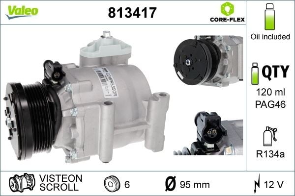 KLİMA KOMPRESÖRÜ FIESTA VI 1.25-1.4-1.6 Tİ 08>12 FIESTA V 02>08 1.4-1.6 TI FUSION 04>12 1.4-1.6 TI ZETEC 97mm