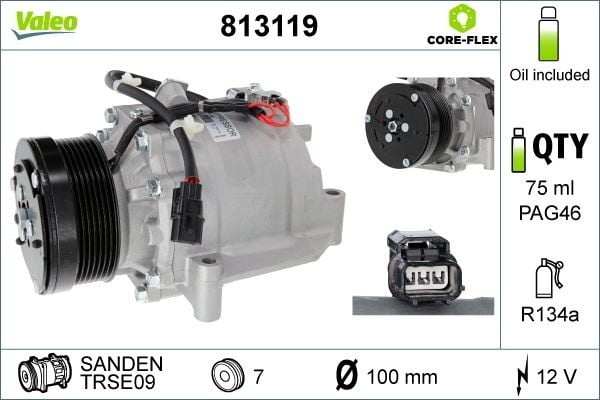 KLİMA KOMPRESÖRÜ HONDA CR-V 2.0L R20A2 RE5 07-12 12V - 7PK OLUKLU