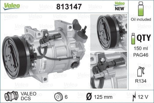 KLİMA KOMPRESÖRÜ LAGUNA III 07>15 LATITUDE 10> 1.5dCi K9K 1.6 K4M 3.0dCi V9X 12V 6 KANAL 120MM