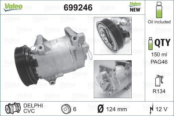 KLİMA KOMPRESÖRÜ MEGANE I 96> SCENIC I 96> MEGANE II 02>08 SCENIC II 02>08 QASHQAI J10 06>13 1.4 K4J 1.5dCi K9K 1.6 K4M 1.9dCi F9Q 2.0 F4R 12V 6 KANAL 125MM