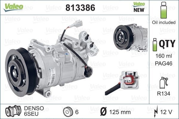 KLİMA KOMPRESÖRÜ MEGANE III 09> FLUENCE 09> SCENIC III 09> 1.5dCi 1.6 16V 12V 6 KANAL 125MM