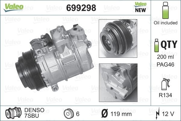 KLIMA KOMPRESORU MERCEDES W202 S202 C208 W210 W638 B901>B904