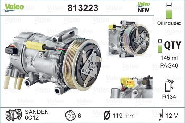 KLİMA KOMPRESÖRÜ P207-C3 1.4-1.6-P307-C4 1.4-1.6-2.0-P308 1.6-2.0-PARTNER TEPEE-BERLINGO-C5 1.6 HDİ