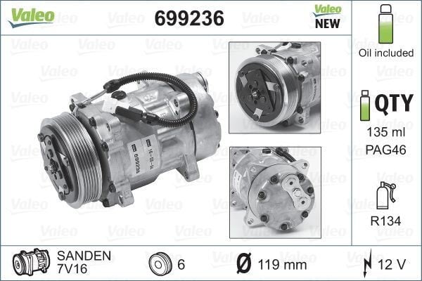KLİMA KOMPRESÖRÜ PARTNER-BERLINGO-EXPERT-JUMPY-P205-P206-P306-P406-P806-C5-XSARA-BOXER-JUMPER- DUCATO 1.8İ-1.9D-2.0 HDI