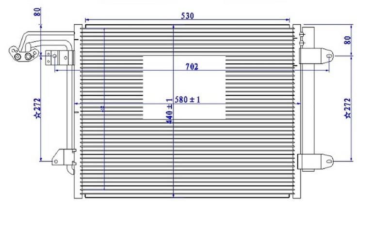 KLİMA KONDENSERİ CADDY III-TOURAN 03-09 1.4-1.6-1.9-2.0TDI 580x451x16