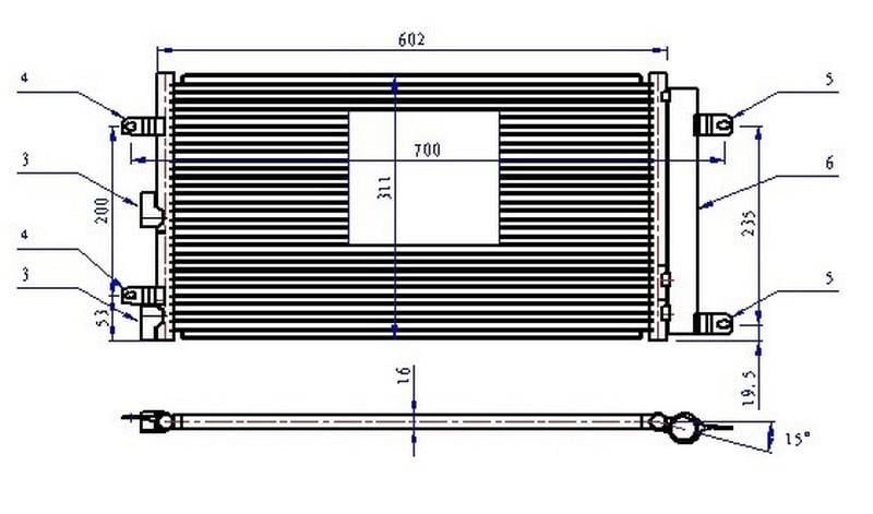 KLİMA KONDENSERİ DOBLO 01> 1.4-1.6 16V 595x303x16